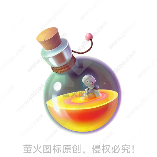 透明瓶中有一个小人站在彩环上