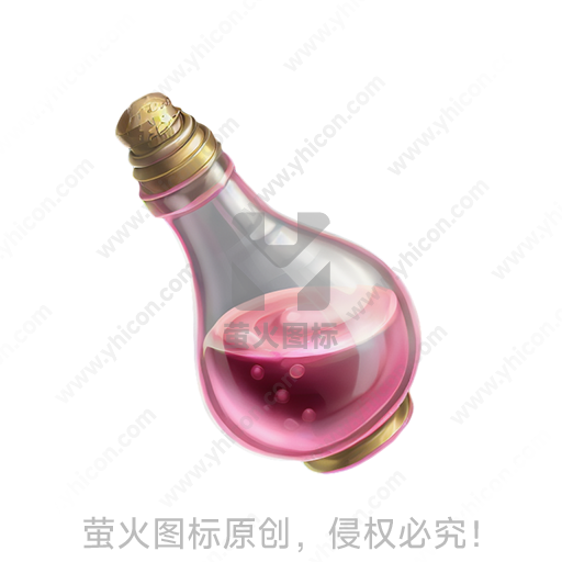 一瓶装有粉红色液体的灯泡瓶