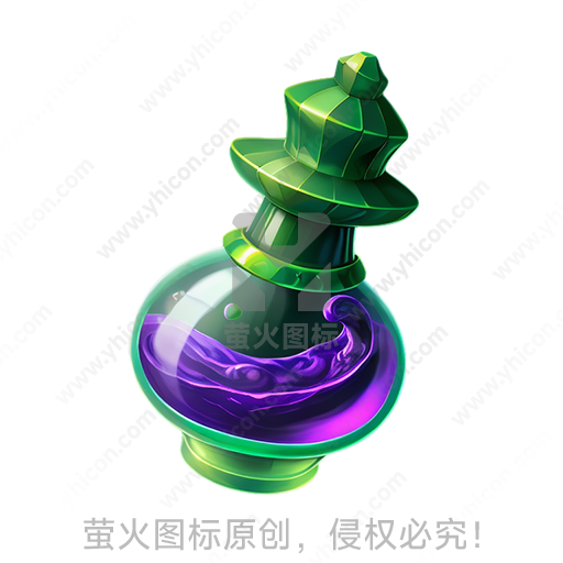 绿色瓶身，带绿帽子的紫色液体瓶