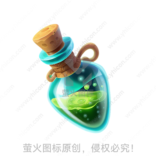 绿色液体在透明瓶中，瓶口用绳子缠绕