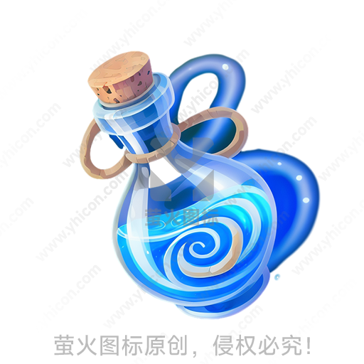 蓝色液体在透明瓶内螺旋上升