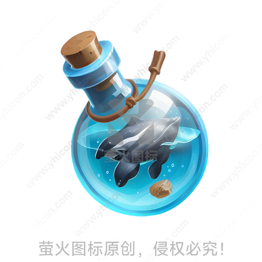 蓝白色的瓶子里有一只鲸鱼