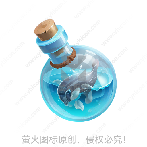 透明瓶中有一只游动的灰色小鲸鱼