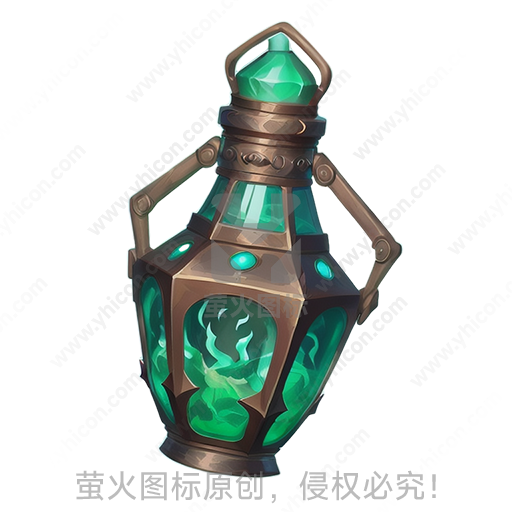 一盏装有神秘绿色光芒的古老灯笼