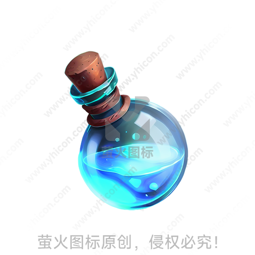 蓝色液体的魔法玻璃瓶