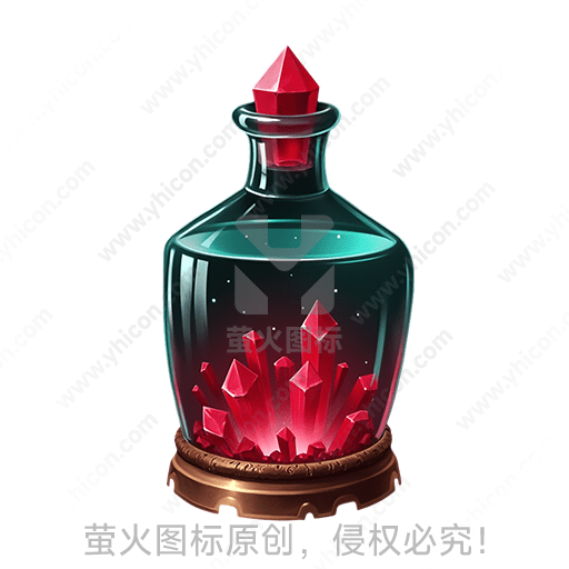 瓶内发光红色水晶，密封玻璃瓶