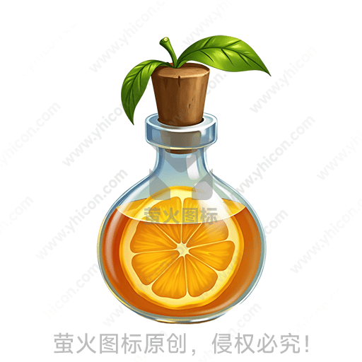 瓶子里装有橙片和液体，顶部有植物
