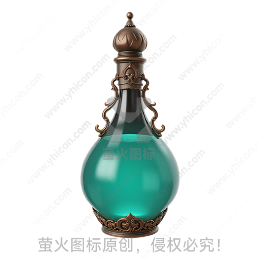 绿色玻璃药水瓶，铜质古典装饰