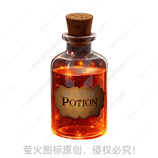 瓶内红色液体闪耀，贴有“Potion”标签