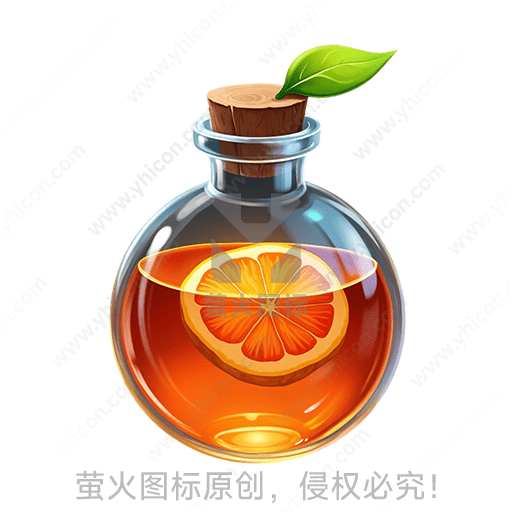 圆玻璃瓶盛橙液配橙片软木塞