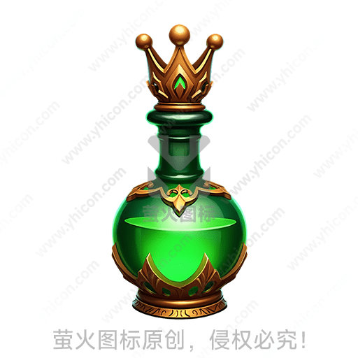 绿色玻璃瓶顶戴金色皇冠