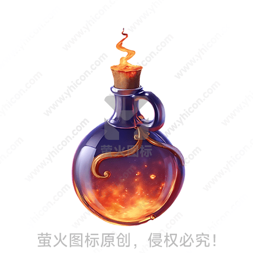蓝色圆形瓶子内含火焰和星空