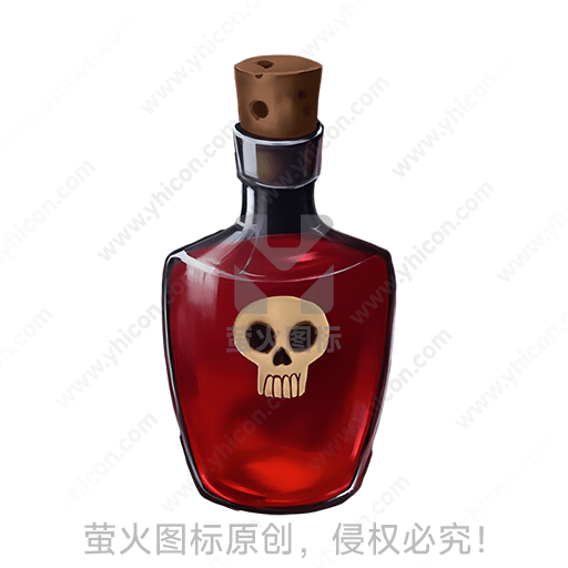 一个带骷髅标志的红色玻璃瓶