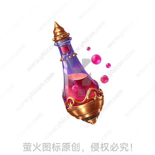 金属雕花装饰的红色药水瓶