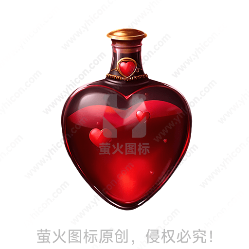 红色心形瓶子，装饰有小心形和金属盖