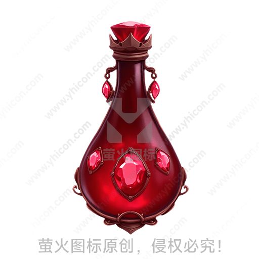 红色水晶状装饰的精致瓶子