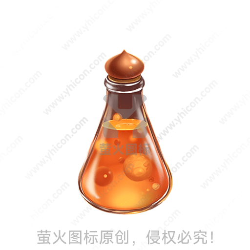 玻璃瓶中装满橙色液体和气泡