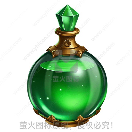 绿色液体装在精美的玻璃瓶中
