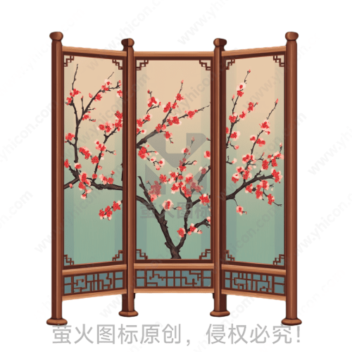 梅花图案木质屏风