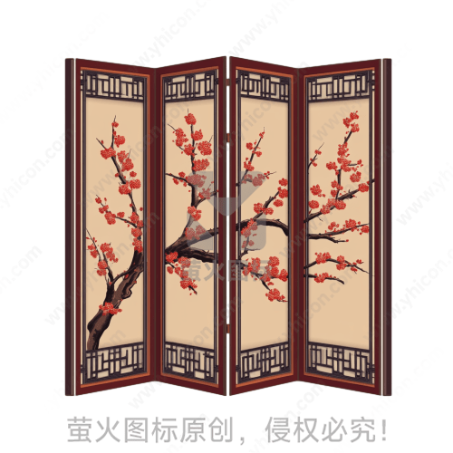 梅花图案木质屏风
