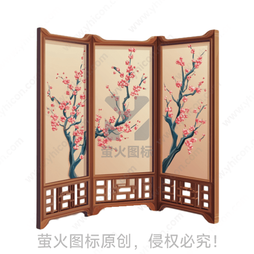 梅花图案木质屏风