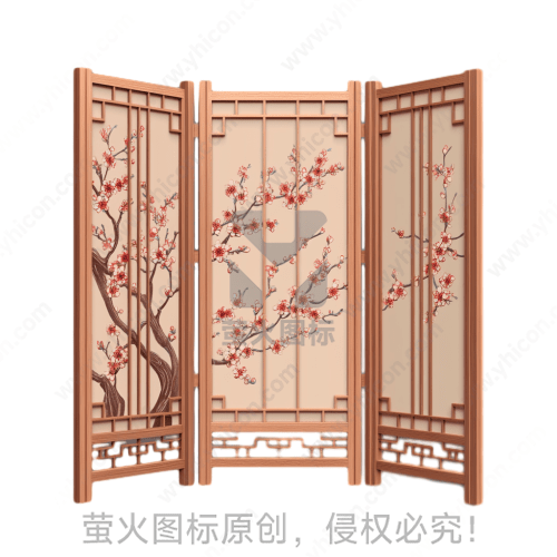 梅花图案木质屏风