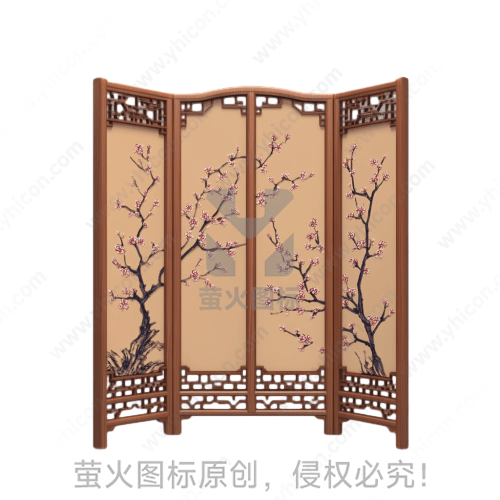 梅花图案木质屏风
