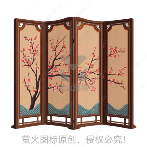 梅花图案木质屏风