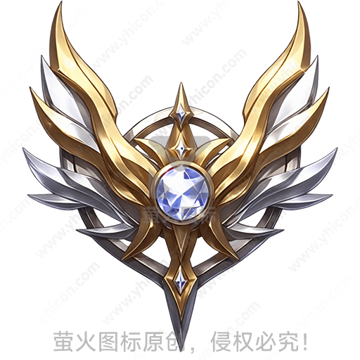 金色和银色翅膀围绕宝石图案