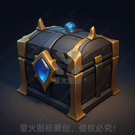 暗色调的神秘宝箱，装饰有金边和宝石