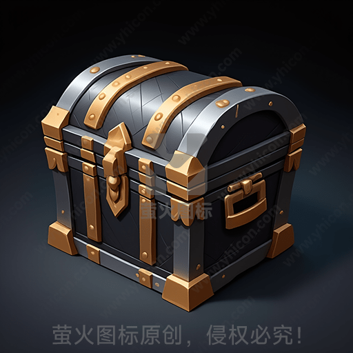 灰色和金色的古老木质宝箱