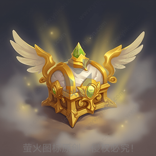 金色翅膀宝箱，镶有绿宝石