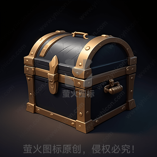 深蓝色的古老宝箱，铁质镶边