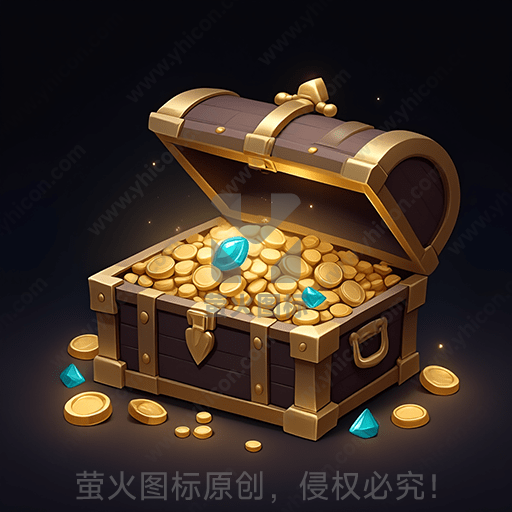 装满金币宝石的开启宝箱