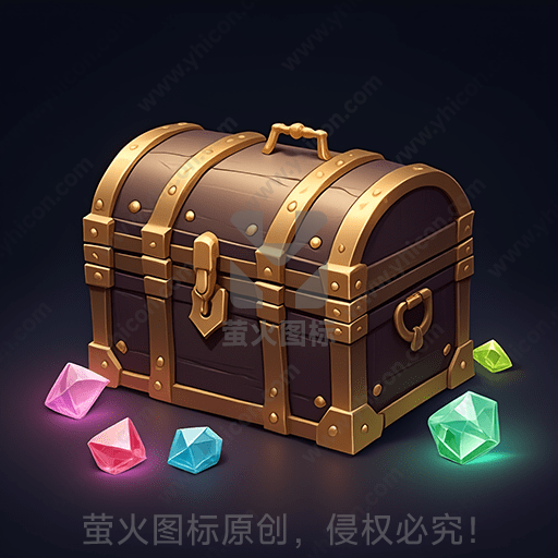 古老宝箱与彩色宝石
