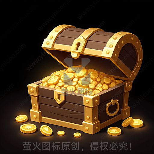 开启的宝箱装满金币，黑暗背景