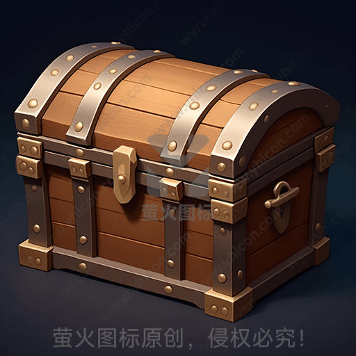 棕色木箱配金属镶边和锁扣
