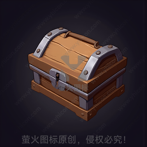 深色背景中一个复古木质宝箱