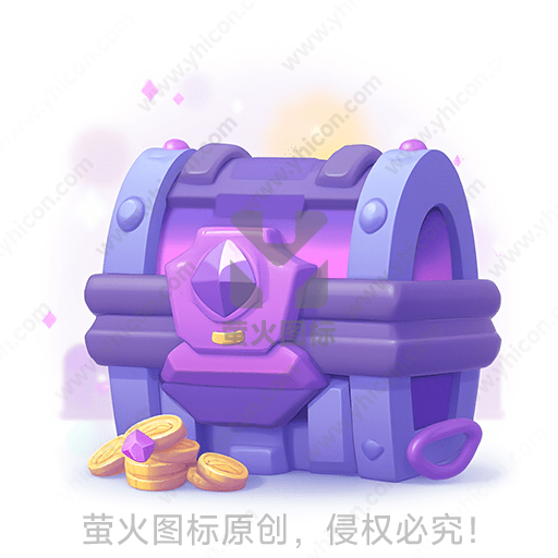 紫色宝箱，辉煌的宝石，金币