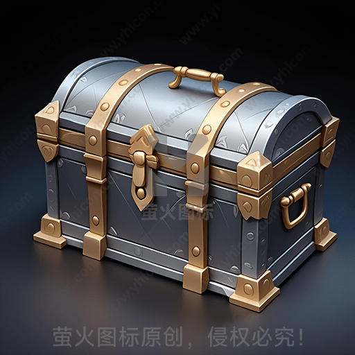 这是一张精致的铁质宝箱图像