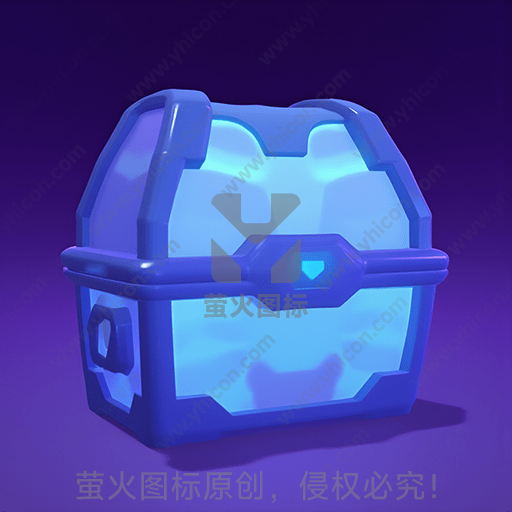 紫色背景上的蓝色神秘箱子