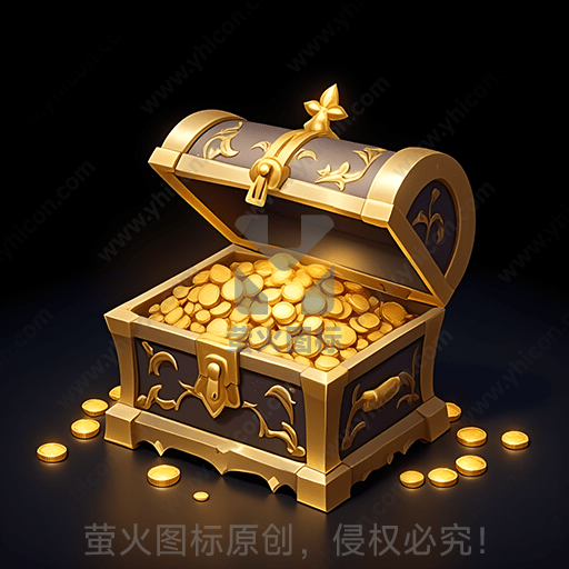 金色西洋宝箱中满载金币