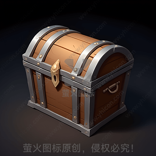 一只木质金属镶边的旧式宝箱