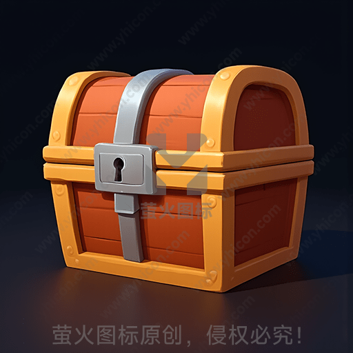 一只带铁带的木质宝箱