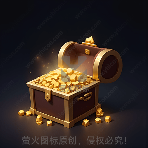 装满金币的开启宝箱，散发光芒