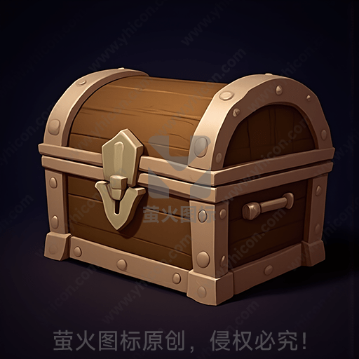 一只复古风格的木质宝箱