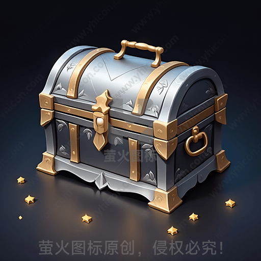 蓝色带金色边框的古老宝箱