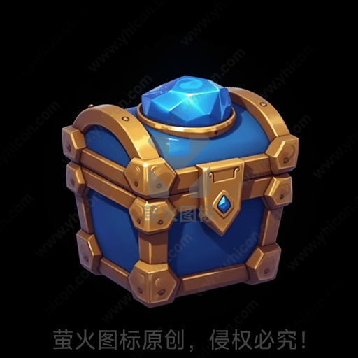 蓝色宝石宝箱，金色边框