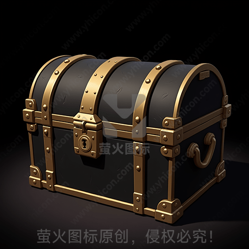 古老复古风格的大宝箱，金属与木质结合
