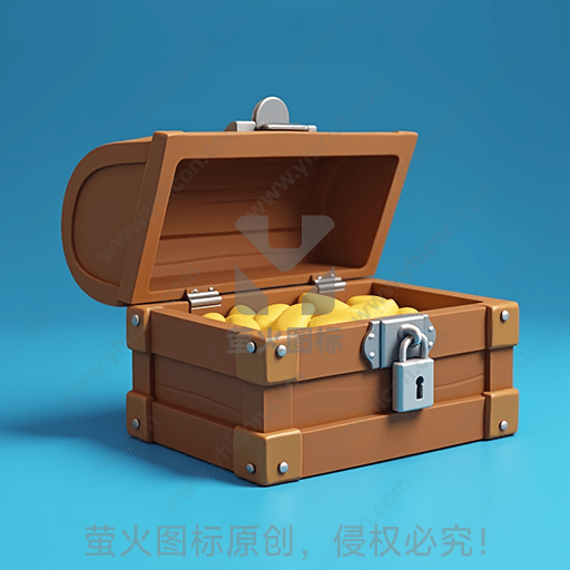 一个装满黄金硬币的棕色旧式箱子